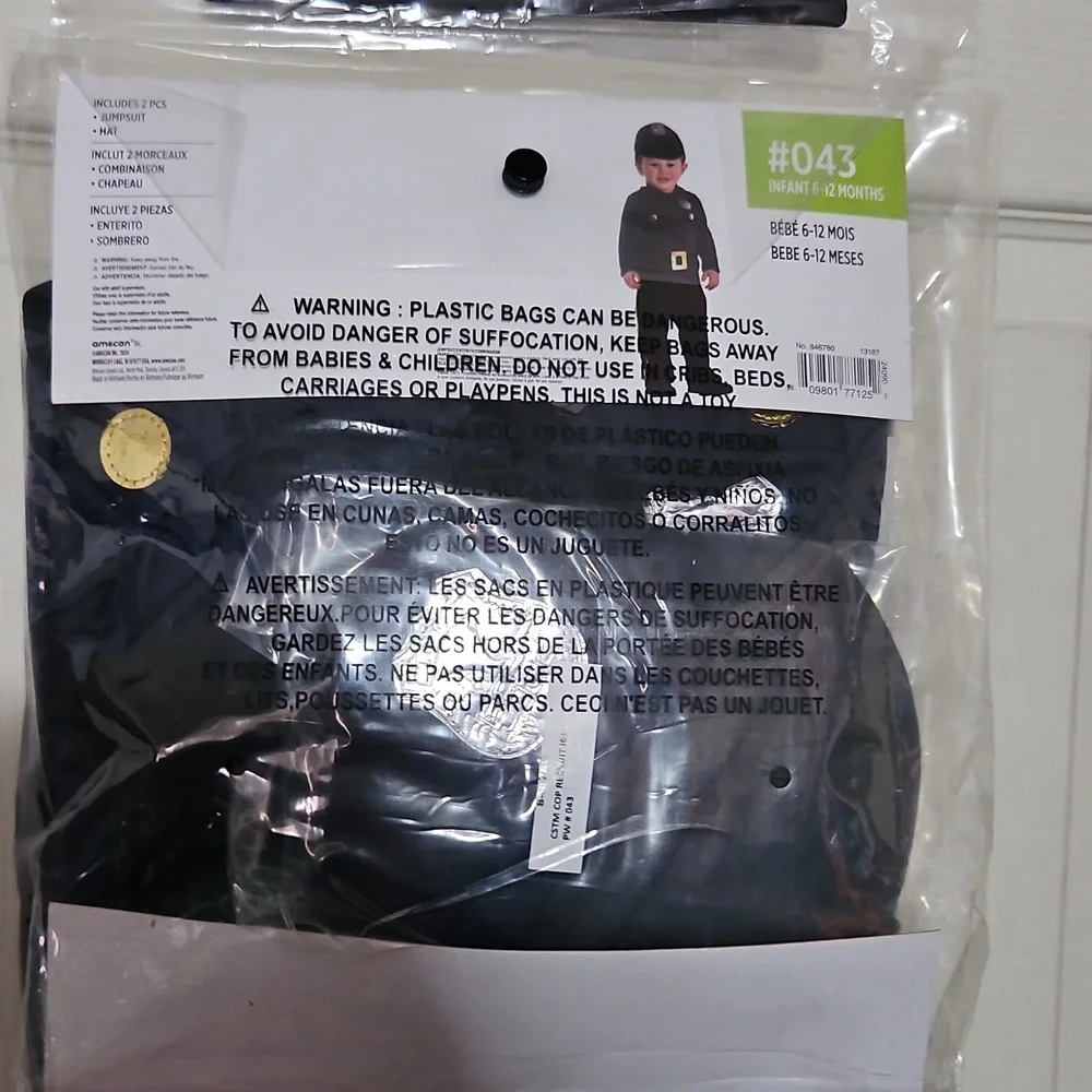 AMSCAN BABY COP RECRUIT COSTUME: NEW IN PACKAGE: SIZE 6-12 MTH - Picture 4 of 4